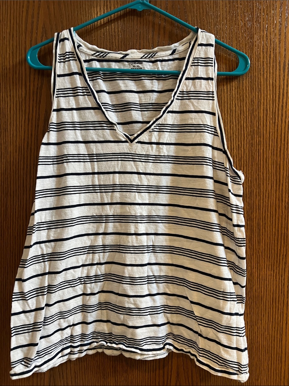 Madewell White Tank Top with Black Stripes